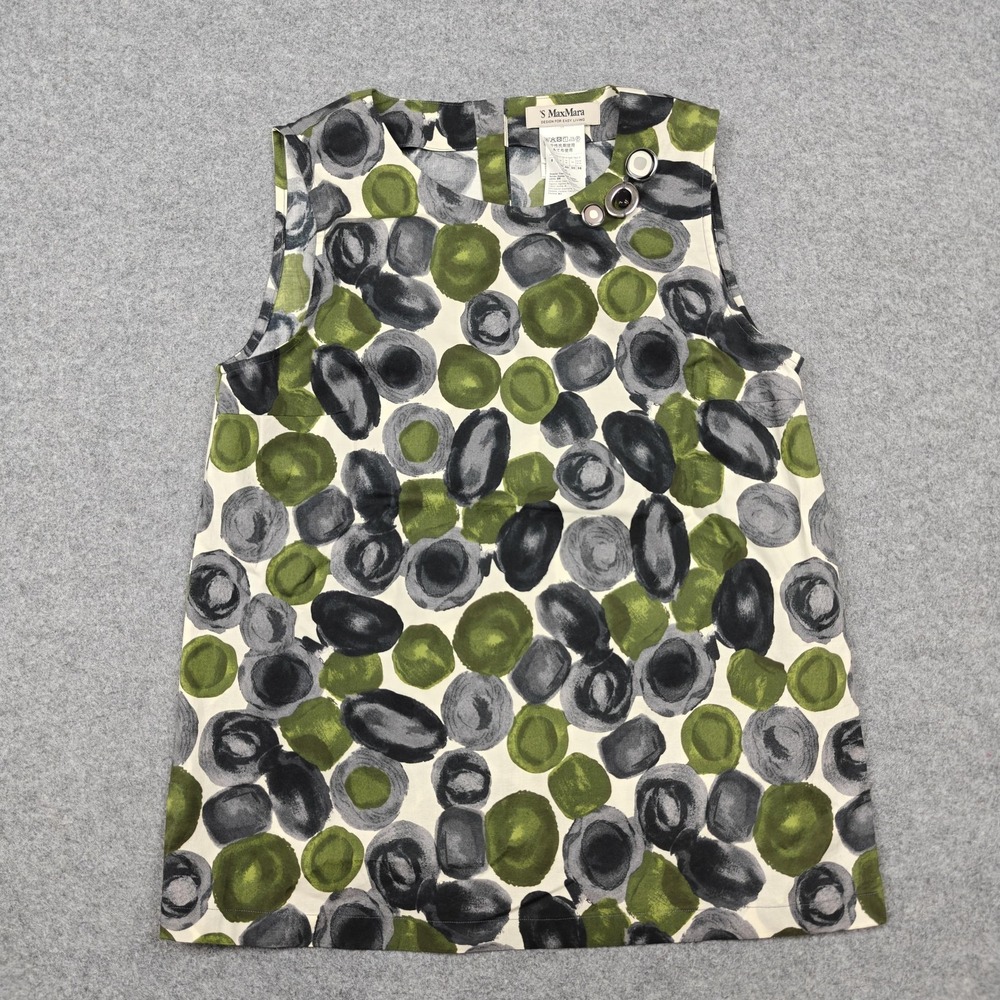 'S MaxMara Blouse Womens 8 Multicolor Polka Dot Sleeveless Embellished Top
